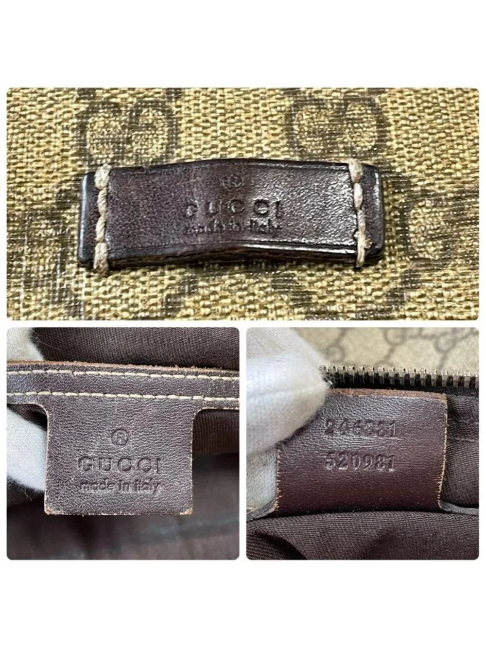 Gucci GG Supreme Leather Shoulder Bag Brown